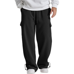 COOFANDY Men’s Fleece Cargo Sweatpants Baggy Wide Leg Joggers with Pockets(Black)