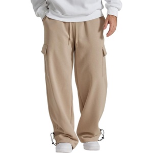 COOFANDY Men’s Fleece Cargo Sweatpants Baggy Wide Leg Joggers with Pockets(Khaki)