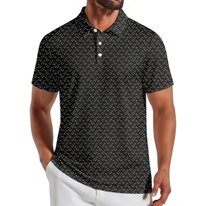 COOFANDY Mens Golf Polo Shirts Short Sleeve Quick Dry Casual Collared Shirt(Black Golf Clubs)