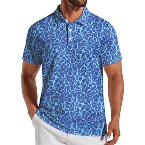 COOFANDY Mens Golf Polo Shirts Short Sleeve Quick Dry Casual Collared Shirt(Blue Ripple)