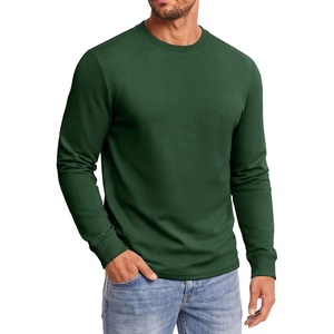 COOFANDY Men’s Heavyweight Long Sleeve T-Shirt Cotton Crew Neck Basic Tee(Green)