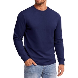 COOFANDY Men’s Heavyweight Long Sleeve T-Shirt Cotton Crew Neck Basic Tee(Navy)