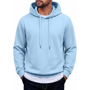 COOFANDY Men’s Hoodie Pullover Hooded Sweatshirt Casual Fashion Solid Fall(Light Blue)
