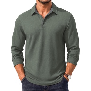 COOFANDY Men’s Long Sleeve Polo Shirt Collared Performance Golf Shirts(Army Green)