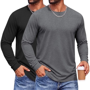 COOFANDY Men’s Long Sleeve T-Shirts Crew Neck Regular-Fit Tee Shirts Casual Basic Tshirts(Black&grey)