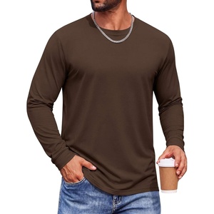 COOFANDY Men’s Long Sleeve T-Shirts Crew Neck Regular-Fit Tee Shirts Casual Basic Tshirts(Brown)