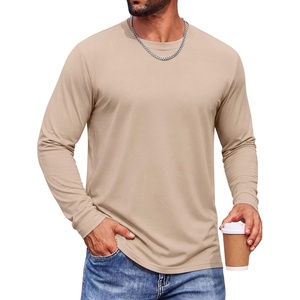 COOFANDY Men’s Long Sleeve T-Shirts Crew Neck Regular-Fit Tee Shirts Casual Basic Tshirts(Light Apricot)