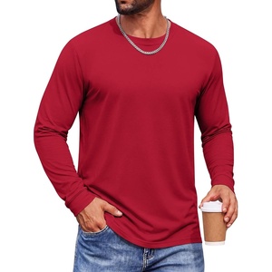 COOFANDY Men’s Long Sleeve T-Shirts Crew Neck Regular-Fit Tee Shirts Casual Basic Tshirts(Red)