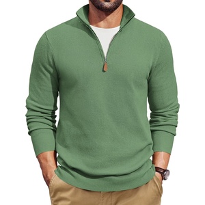 COOFANDY Men’s Quarter Zip Pullover Dress Regular Fit Mock Neck Sweater(Sage Green)