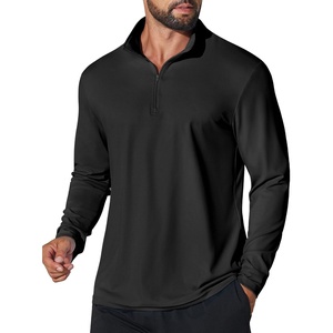 COOFANDY Mens Quarter Zip Pullover Golf Shirt Running Sweatshirt For Men(Black)
