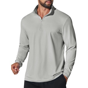 COOFANDY Mens Quarter Zip Pullover Golf Shirt Running Sweatshirt For Men(Light Grey)
