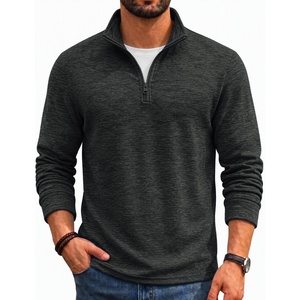 COOFANDY Men’s Quarter Zip Pullover Sweater Regular Fit Fleece Sweatshirt(Dark Grey)