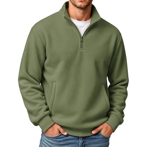 COOFANDY Mens Quarter Zip Pullover Sweatshirt Fleece Mock Neck with Pocket(Army Green)