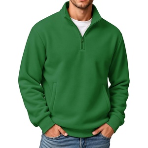 COOFANDY Mens Quarter Zip Pullover Sweatshirt Fleece Mock Neck with Pocket(Lake Green)