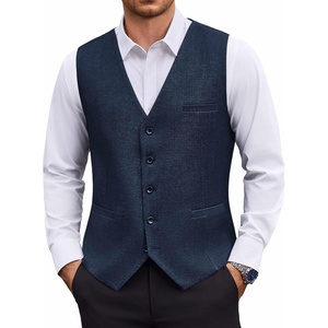 COOFANDY Mens Suit Vest Business Casual Dress Vest Wedding Prom Waistcoat(Navy Blue)