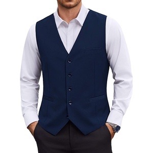 COOFANDY Mens Suit Vest Business Casual Dress Vest Wedding Prom Waistcoat(Pure Navy)