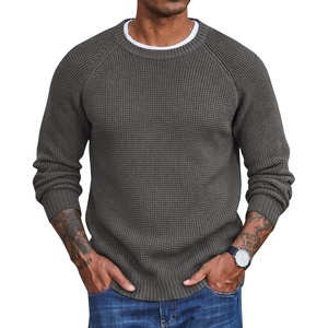 COOFANDY Men’s Sweater Crewneck Pullover Waffle Knit Long Sleeve Sweaters(Dark Grey)
