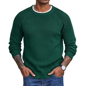 COOFANDY Men’s Sweater Crewneck Pullover Waffle Knit Long Sleeve Sweaters(Green)