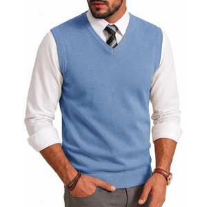 COOFANDY Men’s Sweater Vest Wool Blended Casual Sleeveless Knit Pullover(Blue)