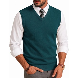 COOFANDY Men’s Sweater Vest Wool Blended Casual Sleeveless Knit Pullover(Dark Green)