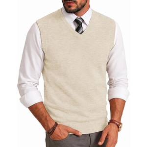 COOFANDY Men’s Sweater Vest Wool Blended Casual Sleeveless Knit Pullover(White)