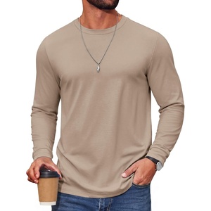 COOFANDY Men’s T Shirts Long Sleeve Cotton Blend T-Shirts Crew Neck Soft Casual Basic Tee Shirts(Khaki)