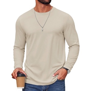 COOFANDY Men’s T Shirts Long Sleeve Cotton Blend T-Shirts Crew Neck Soft Casual Basic Tee Shirts(Moon Khaki)