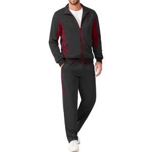 COOFANDY Men’s Tracksuits 2 Piece Jogging Athletic Sweatsuits Full Zip Set(Dark Grey+wine Red)