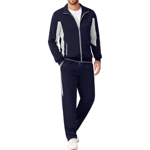COOFANDY Men’s Tracksuits 2 Piece Jogging Athletic Sweatsuits Full Zip Set(Navy Blue+light Grey)