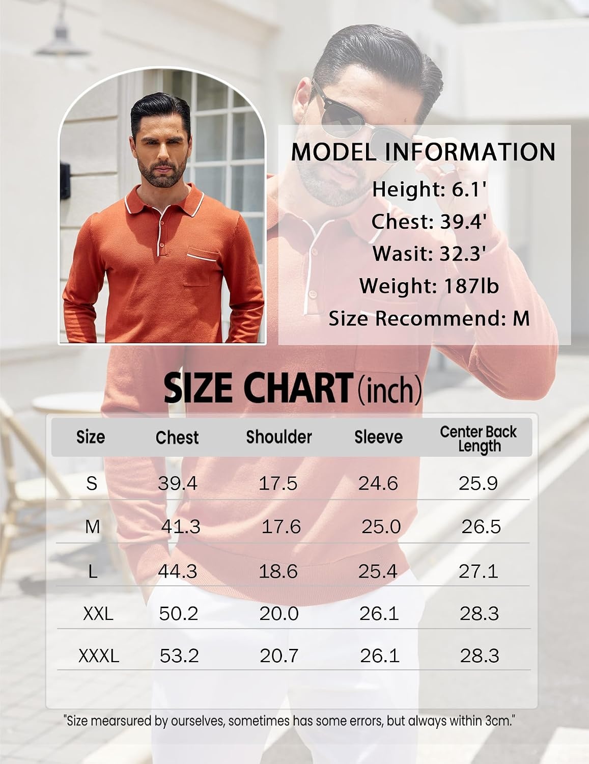 image:imageCOOFANDY Mens Knit Polo Long Sleeve Collared Sweater Polo Business Casual Polos with PocketAll Black