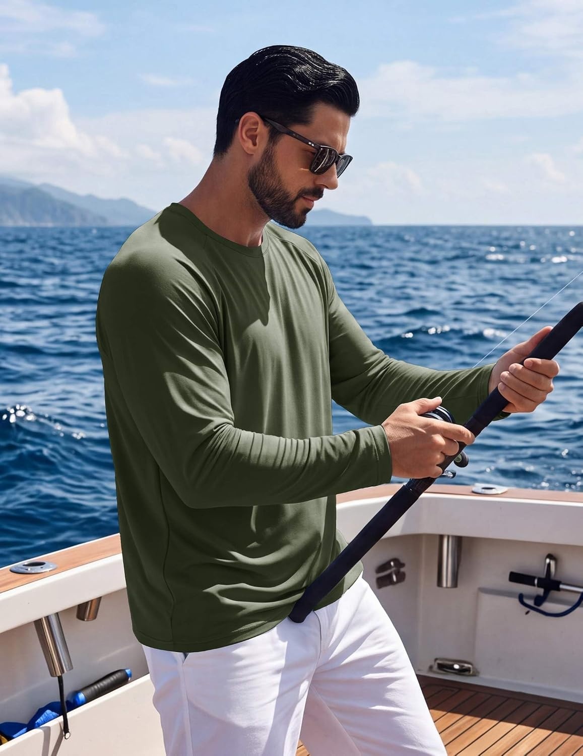 image:imageCOOFANDY Mens Long Sleeve Tee Shirts UV Sun Protection Athletic TShirtsAarmy Green 1pack