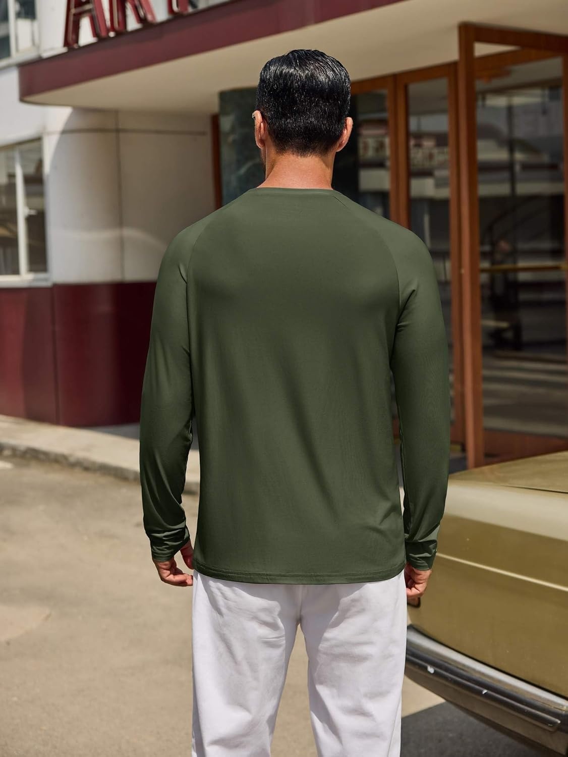 image:imageCOOFANDY Mens Long Sleeve Tee Shirts UV Sun Protection Athletic TShirtsAarmy Green 1pack