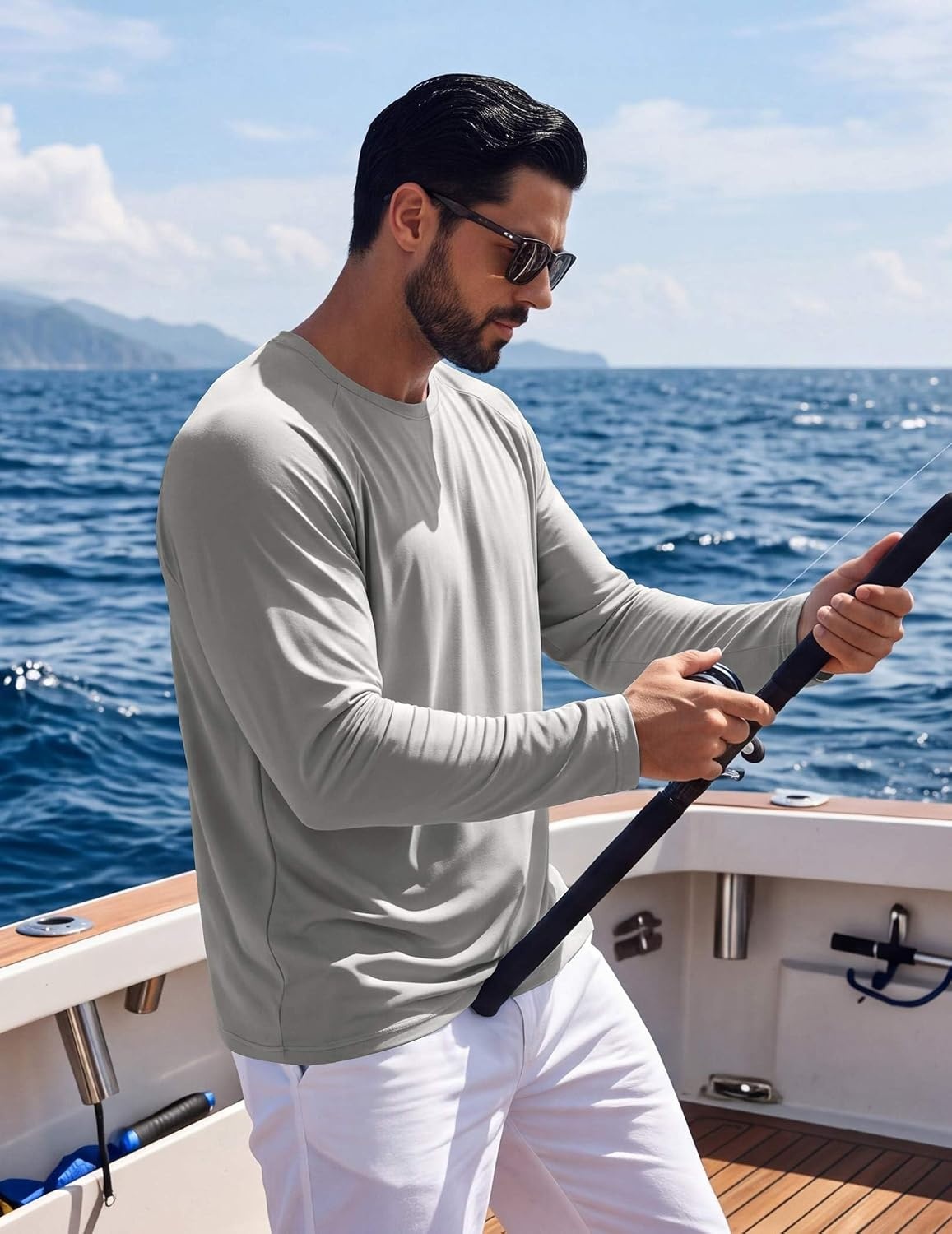 image:imageCOOFANDY Mens Long Sleeve Tee Shirts UV Sun Protection Athletic TShirtsC BlackNavy BlueLight Grey 3 Pack