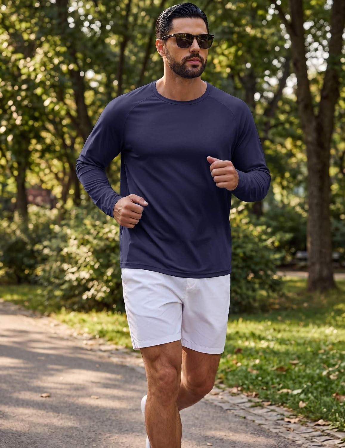 image:imageCOOFANDY Mens Long Sleeve Tee Shirts UV Sun Protection Athletic TShirtsC BlackNavy BlueLight Grey 3 Pack