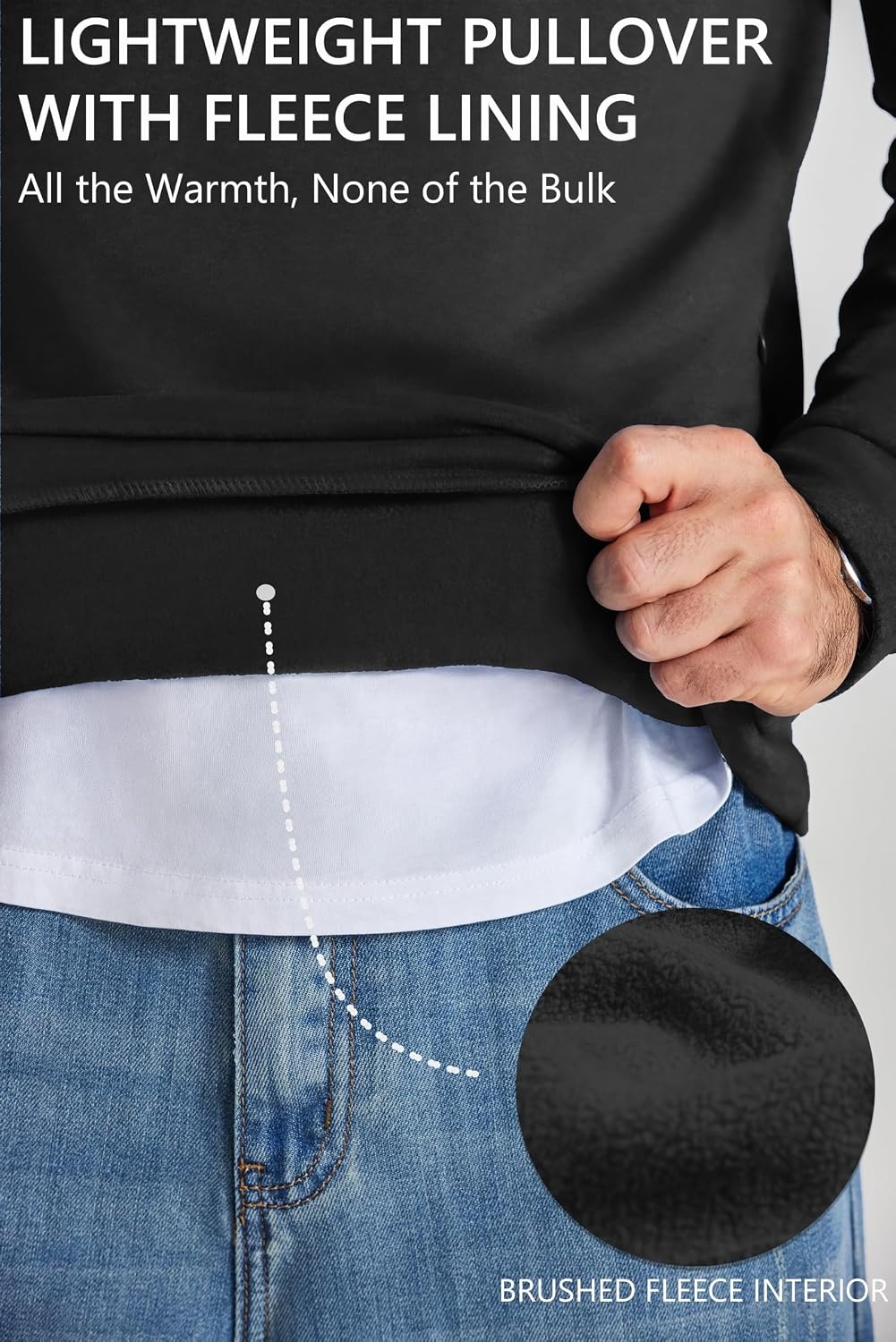 image:imageCOOFANDY Mens Quarter Zip Pullover Fleece Sweatshirt with Zipper PocketsBlack