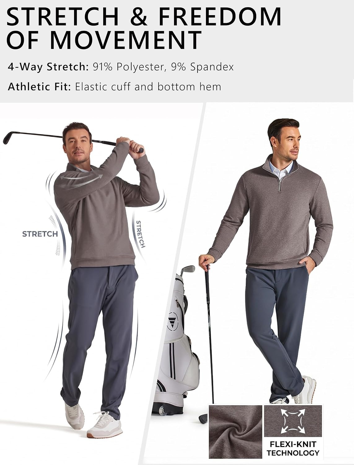 image:imageCOOFANDY Mens Quarter Zip Pullover Fleece Sweatshirt with Zipper PocketsCocoa Brown