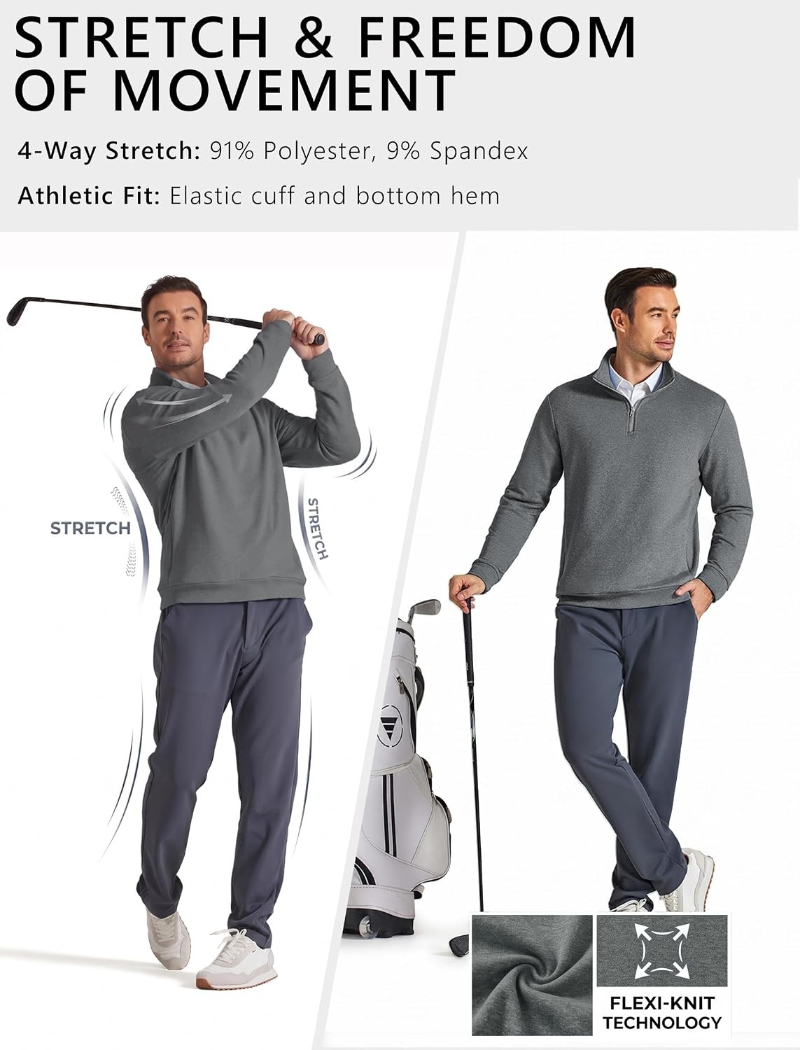 image:imageCOOFANDY Mens Quarter Zip Pullover Fleece Sweatshirt with Zipper PocketsDark Grey