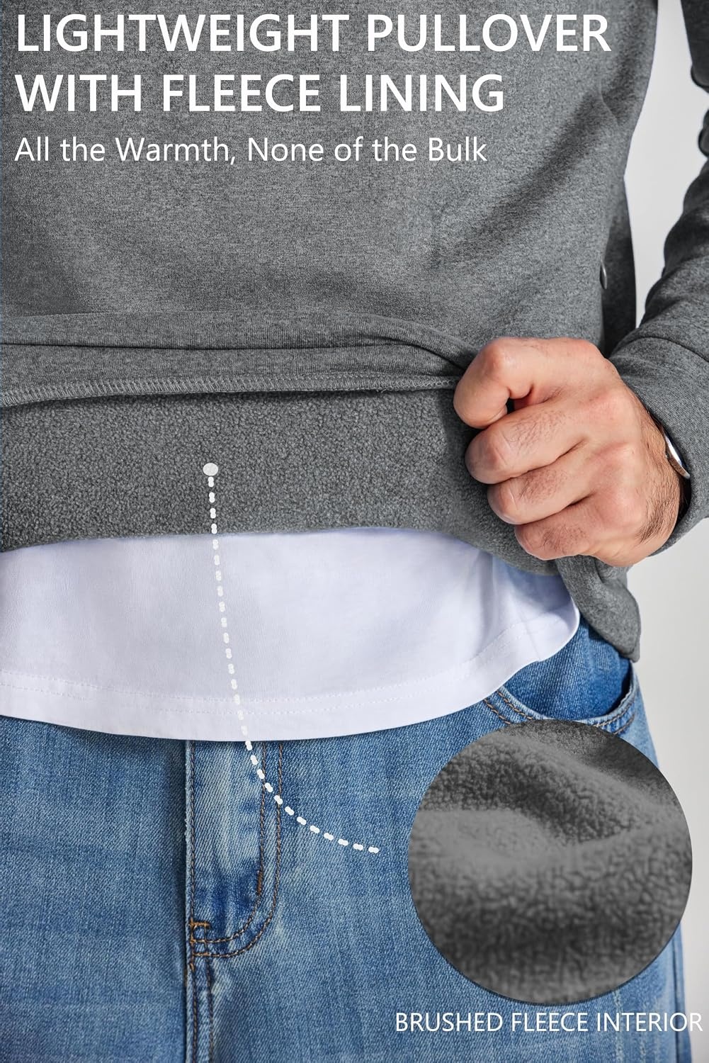image:imageCOOFANDY Mens Quarter Zip Pullover Fleece Sweatshirt with Zipper PocketsDark Grey