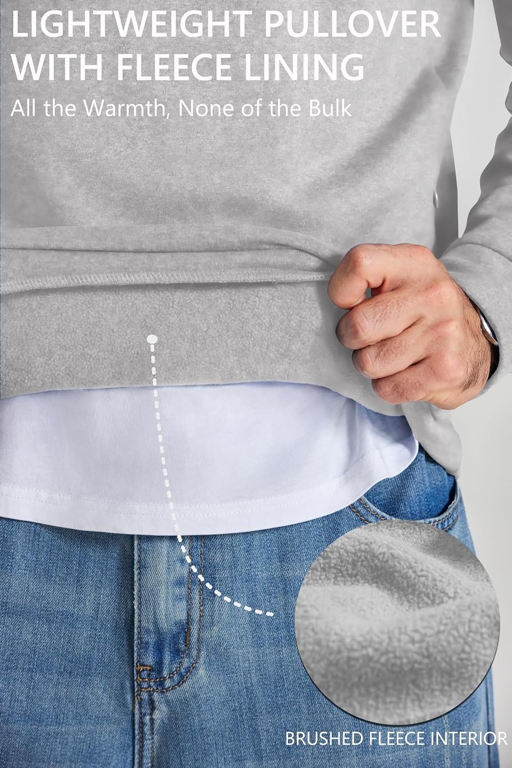 image:imageCOOFANDY Mens Quarter Zip Pullover Fleece Sweatshirt with Zipper PocketsLight Grey