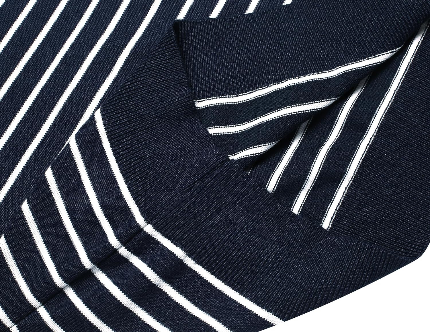 image:imageCOOFANDY Mens Quarter Zip Up Sweaters Slim Fit Lightweight Mock PulloverStripewhite Navy