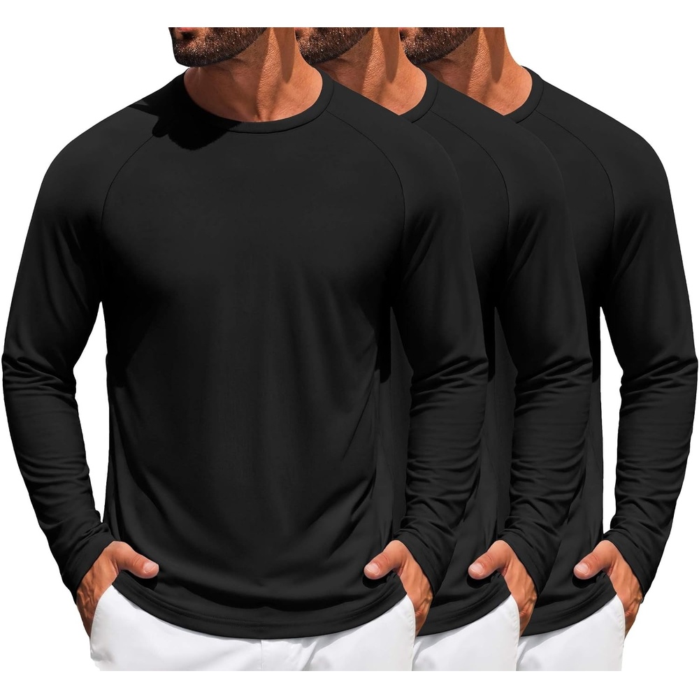 image:imageCOOFANDY Mens Long Sleeve Tee Shirts UV Sun Protection Athletic TShirtsC Black 3 Pack