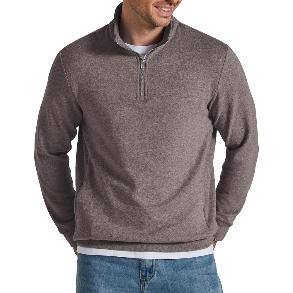 image:imageCOOFANDY Mens Quarter Zip Pullover Fleece Sweatshirt with Zipper PocketsCocoa Brown