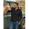 COOFANDY Men’s Fleece Quarter Zip Pullover Mock Neck Long Sleeve Sweatshirt(1-black)