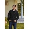 COOFANDY Men’s Fleece Quarter Zip Pullover Mock Neck Long Sleeve Sweatshirt(1-black)