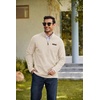 COOFANDY Men’s Fleece Quarter Zip Pullover Mock Neck Long Sleeve Sweatshirt(Beige)