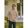 COOFANDY Men’s Fleece Quarter Zip Pullover Mock Neck Long Sleeve Sweatshirt(Khaki)