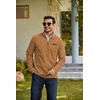 COOFANDY Men’s Fleece Quarter Zip Pullover Mock Neck Long Sleeve Sweatshirt(Light Brown)