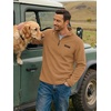 COOFANDY Men’s Fleece Quarter Zip Pullover Mock Neck Long Sleeve Sweatshirt(Light Brown)