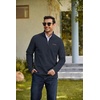 COOFANDY Men’s Fleece Quarter Zip Pullover Mock Neck Long Sleeve Sweatshirt(Navy Blue)