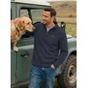 COOFANDY Men’s Fleece Quarter Zip Pullover Mock Neck Long Sleeve Sweatshirt(Navy Blue)